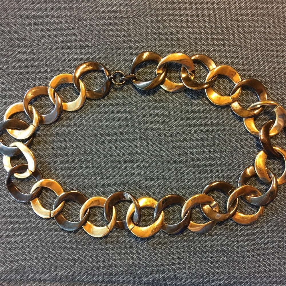 Vintage Gold and black chunky chain necklace